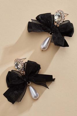 pearly bow dangle earrings