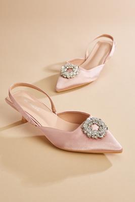 satin slingback kitten heels