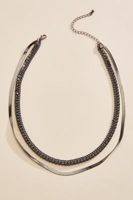 black stone layered necklace