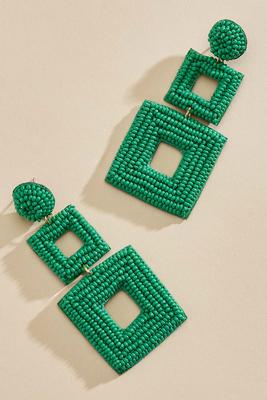 beaded square tier earrings