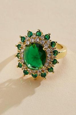 emerald burst cocktail ring