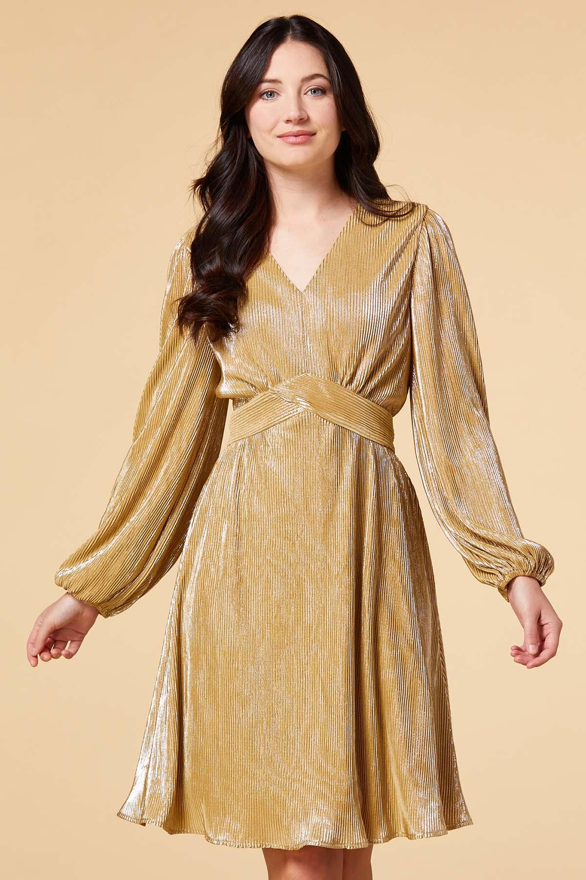 gold wrap dress