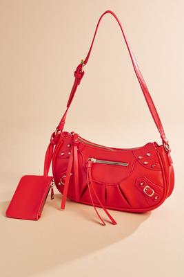 red leather biker bag
