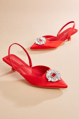 satin bling kitten heels