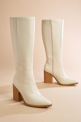 white leather boots
