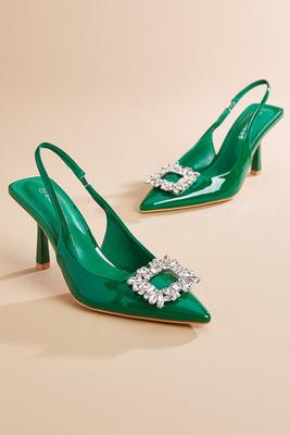 bling patent slingback heels