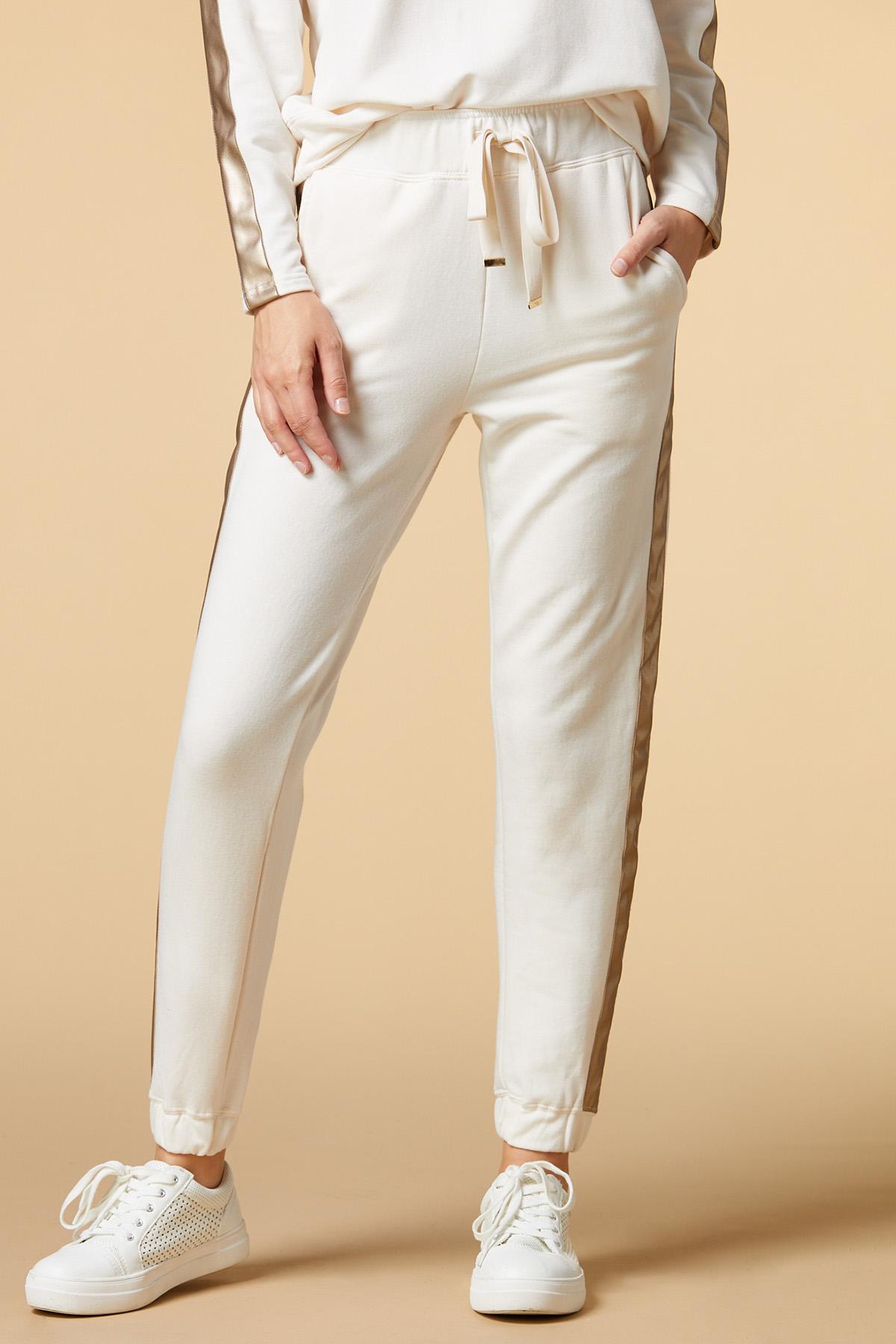 Cream faux leather 2025 joggers