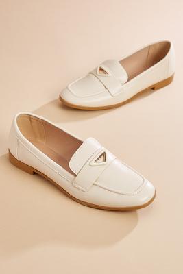 leather triangle icon loafers