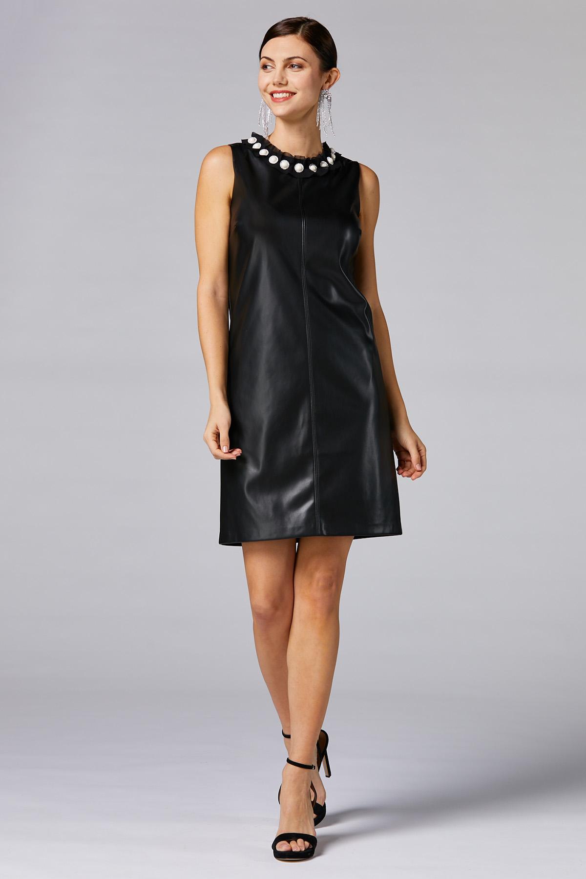 Versona  caché embellished faux leather dress