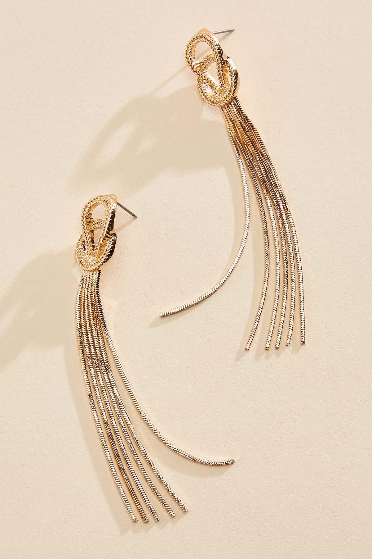 Gold Knotted Fringe Earrings
