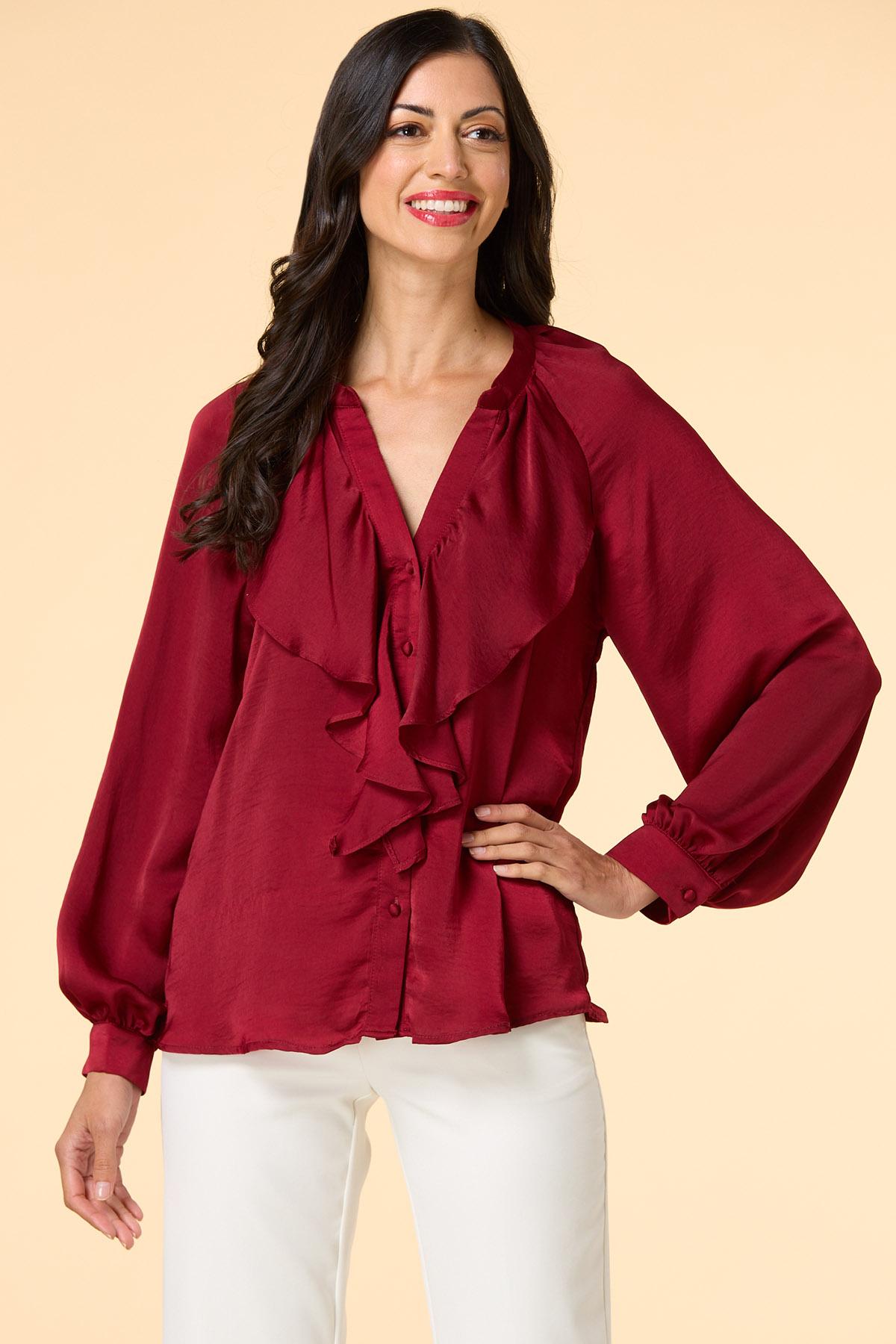 front ruffle top