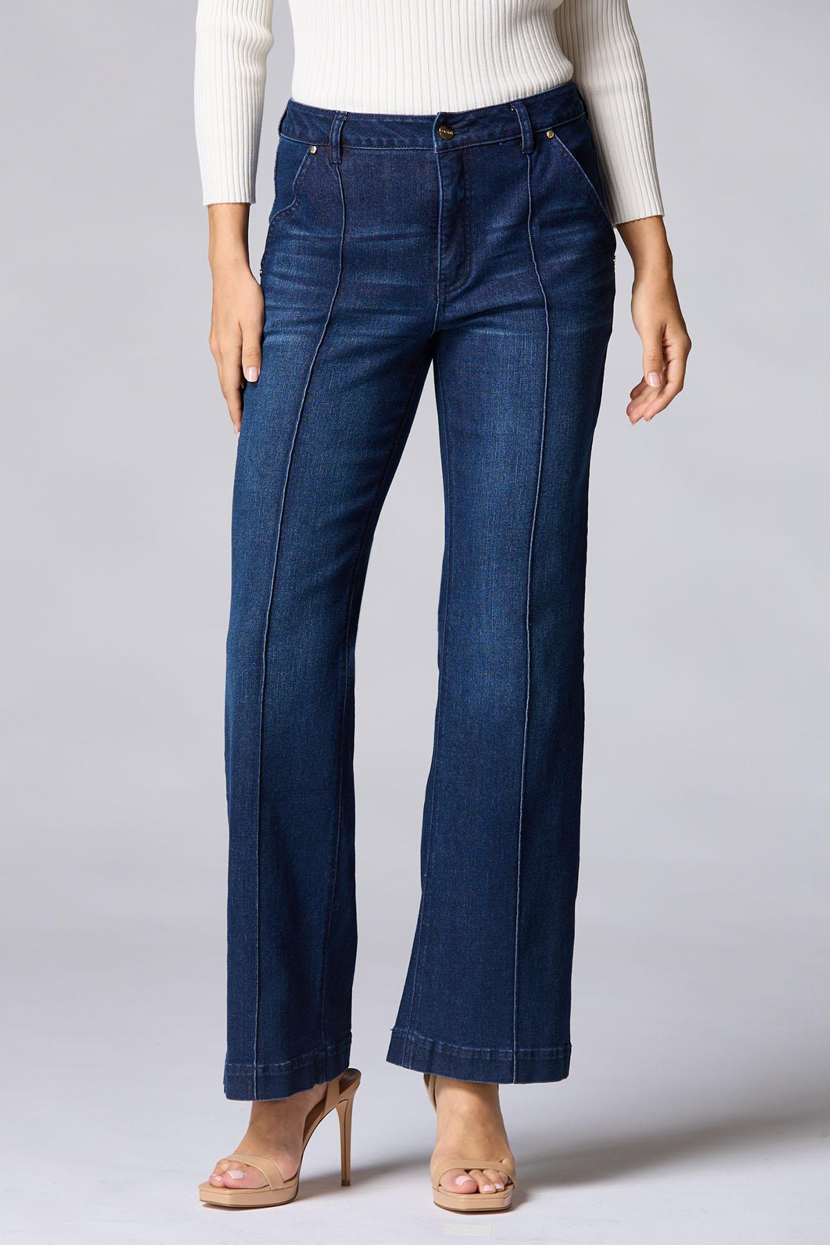 Versona | cache pin tuck flare jeans- dark wash