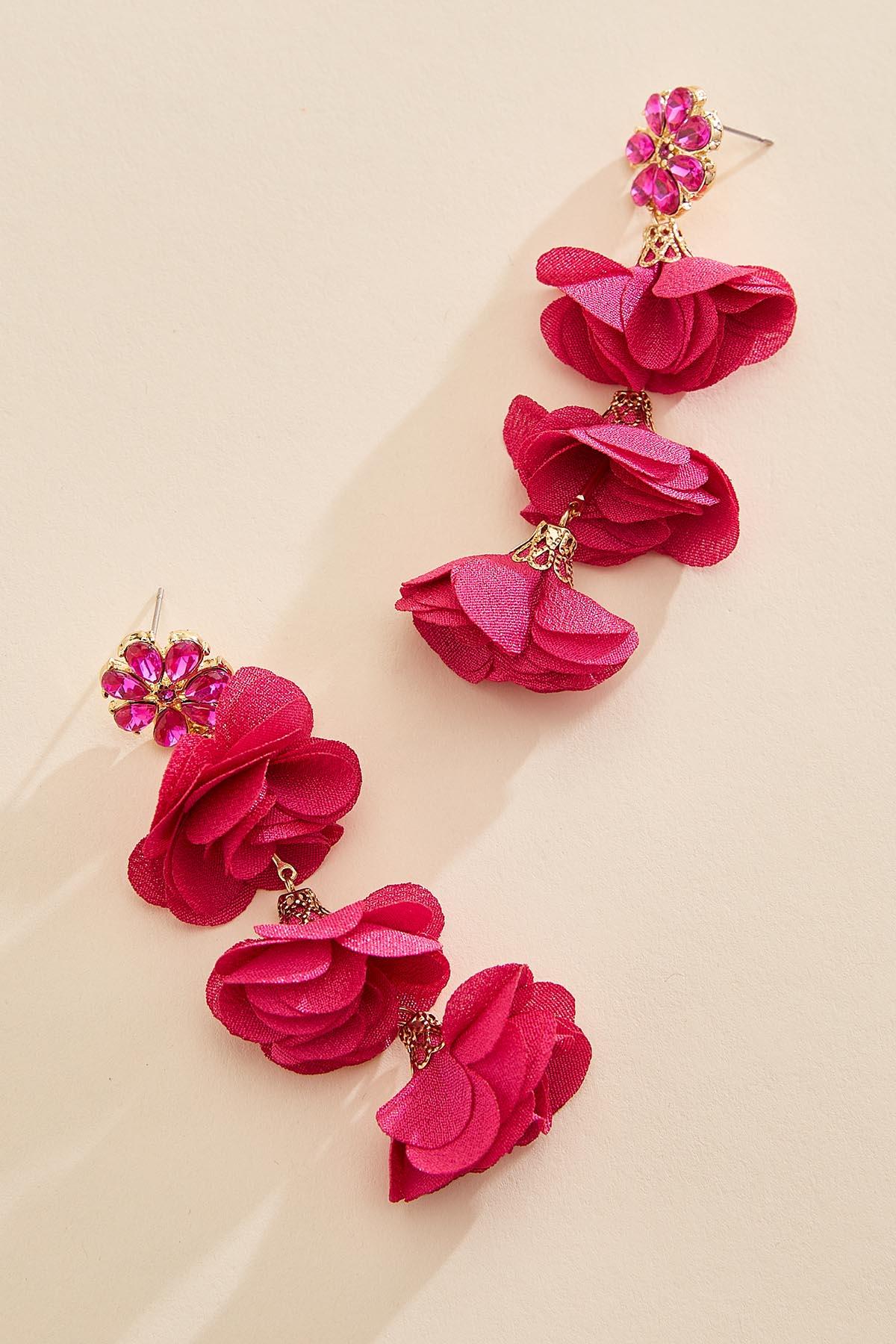 Versona | pink petal dangly floral earrings