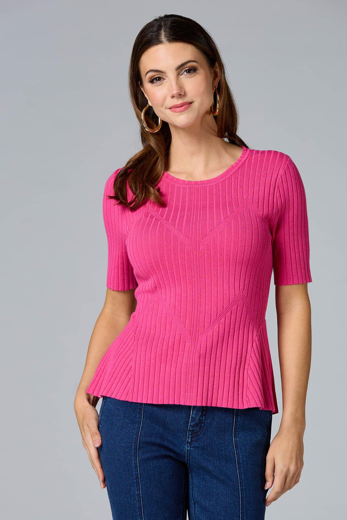 Versona | cache solid peplum sweater- pink