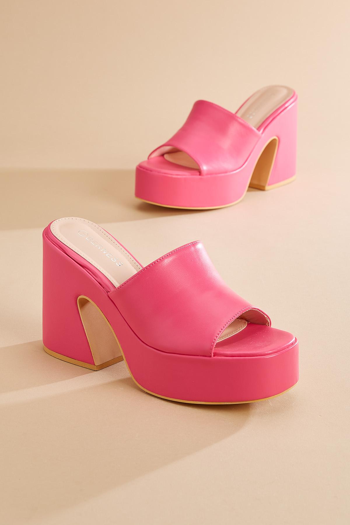 Versona | faux leather pink platform heels