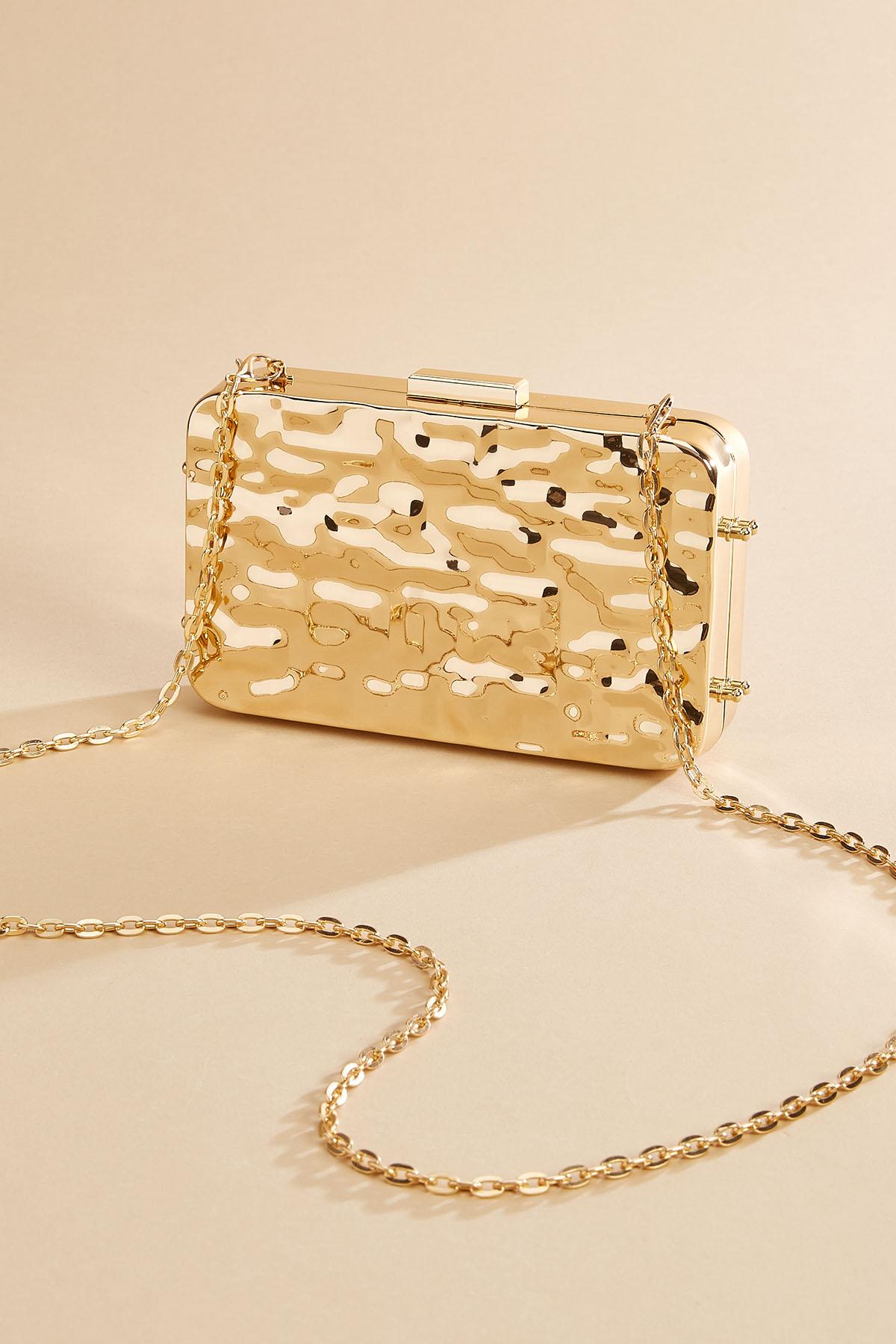 Zara 2025 Perspex Clutch Bag Zara Versona Hammered Gold