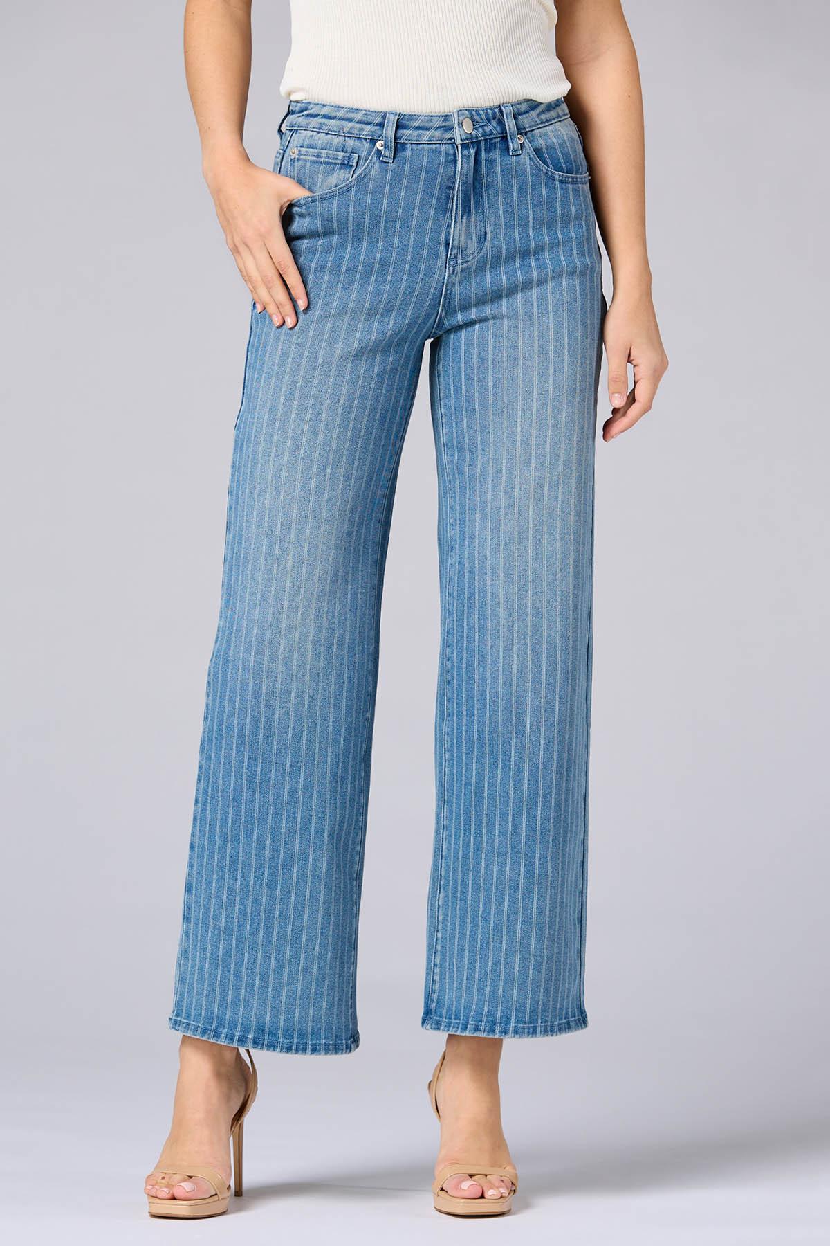 【Raucohouse】Add pin-tuck stripe denim pants Raucohouse(ラウコハウス) - アッドピンタックストライプデニム