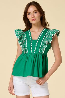 tops with frilly sleeves