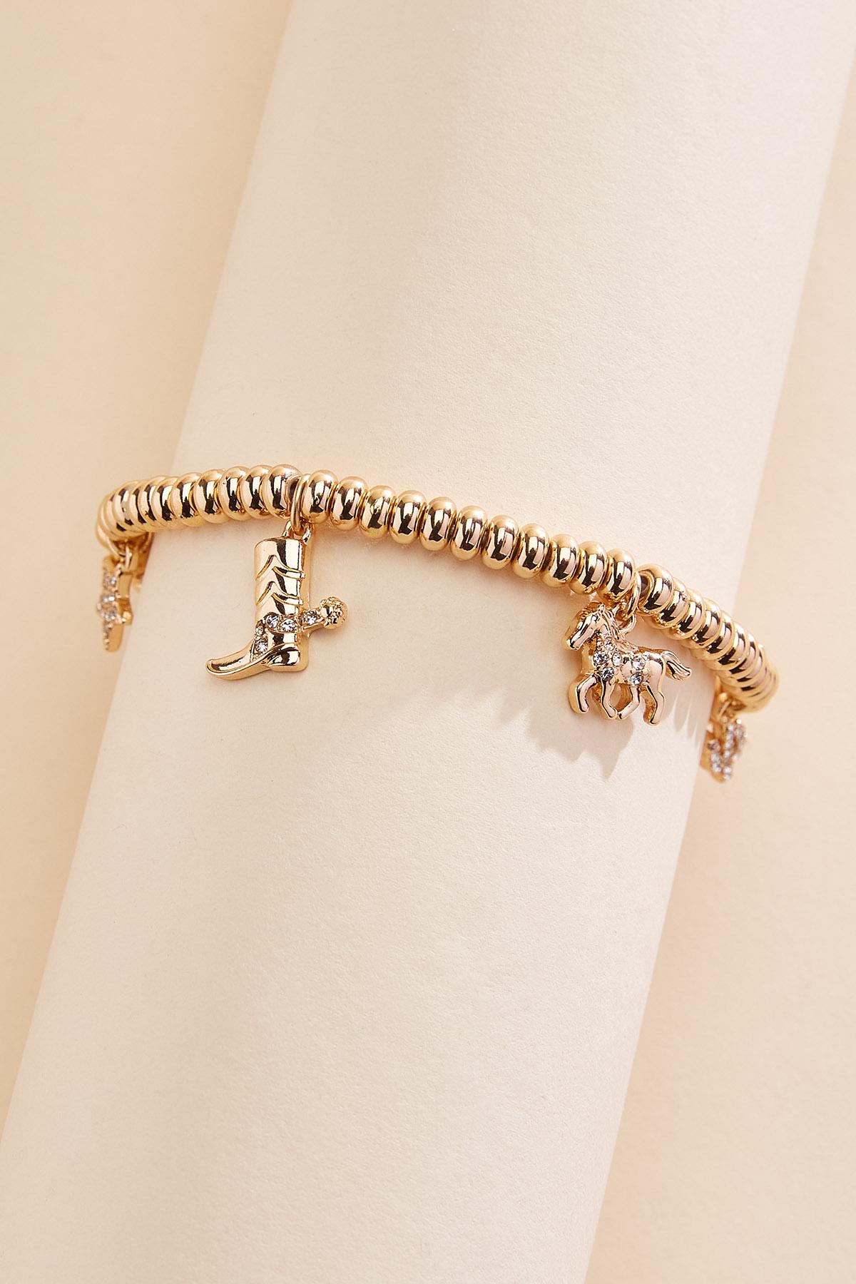 Versona gold western charm stretch bracelet