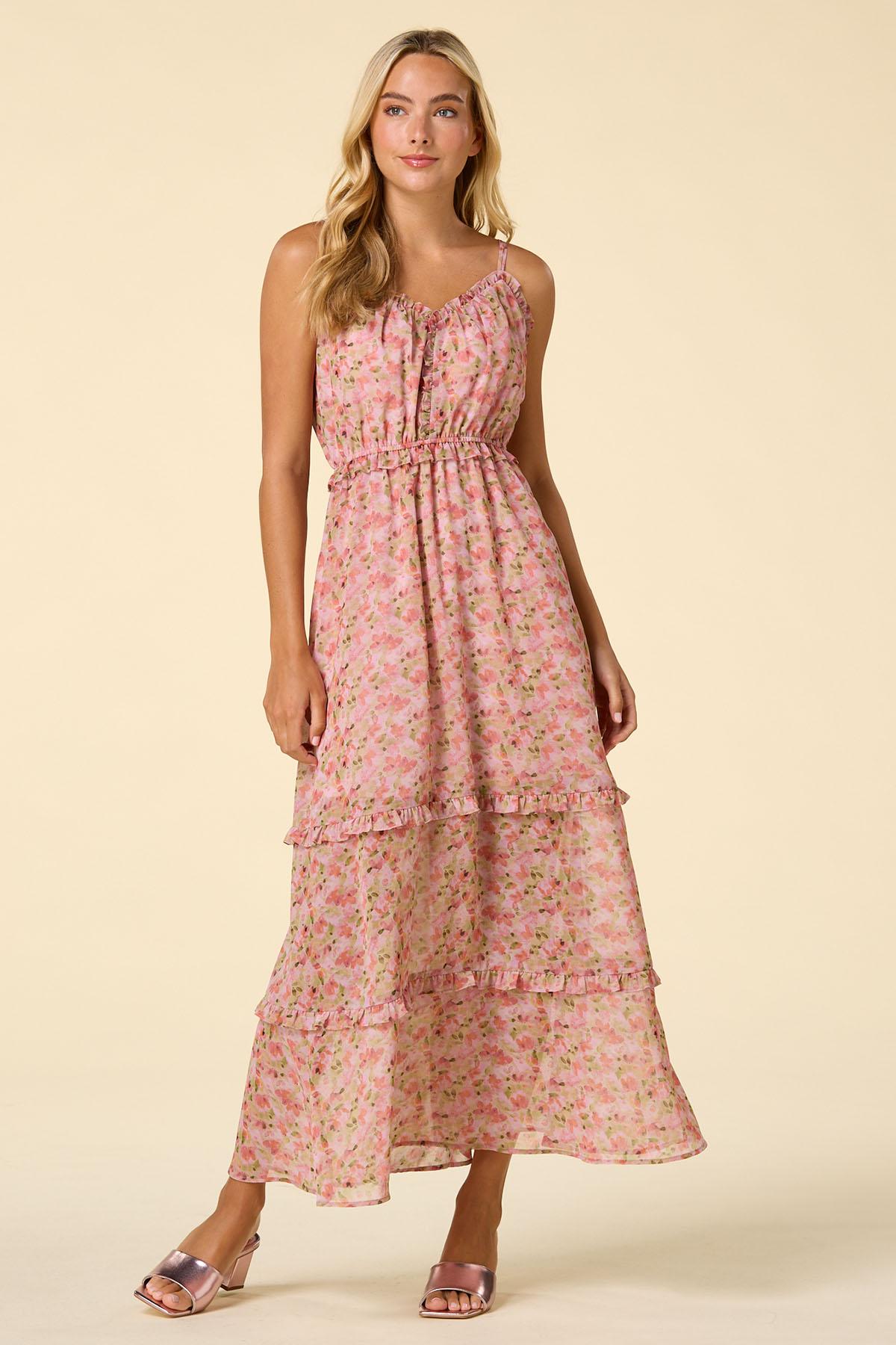 Multicolor Print Ruffle Floral Maxi Dress Multicolor Print Ruffle Floral Maxi Dress