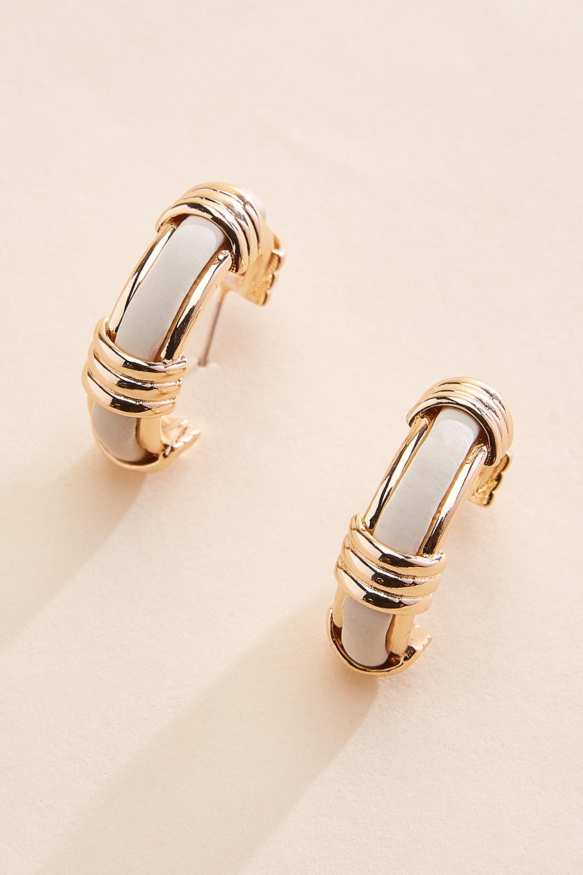 Versona faux leather gold hoop earrings