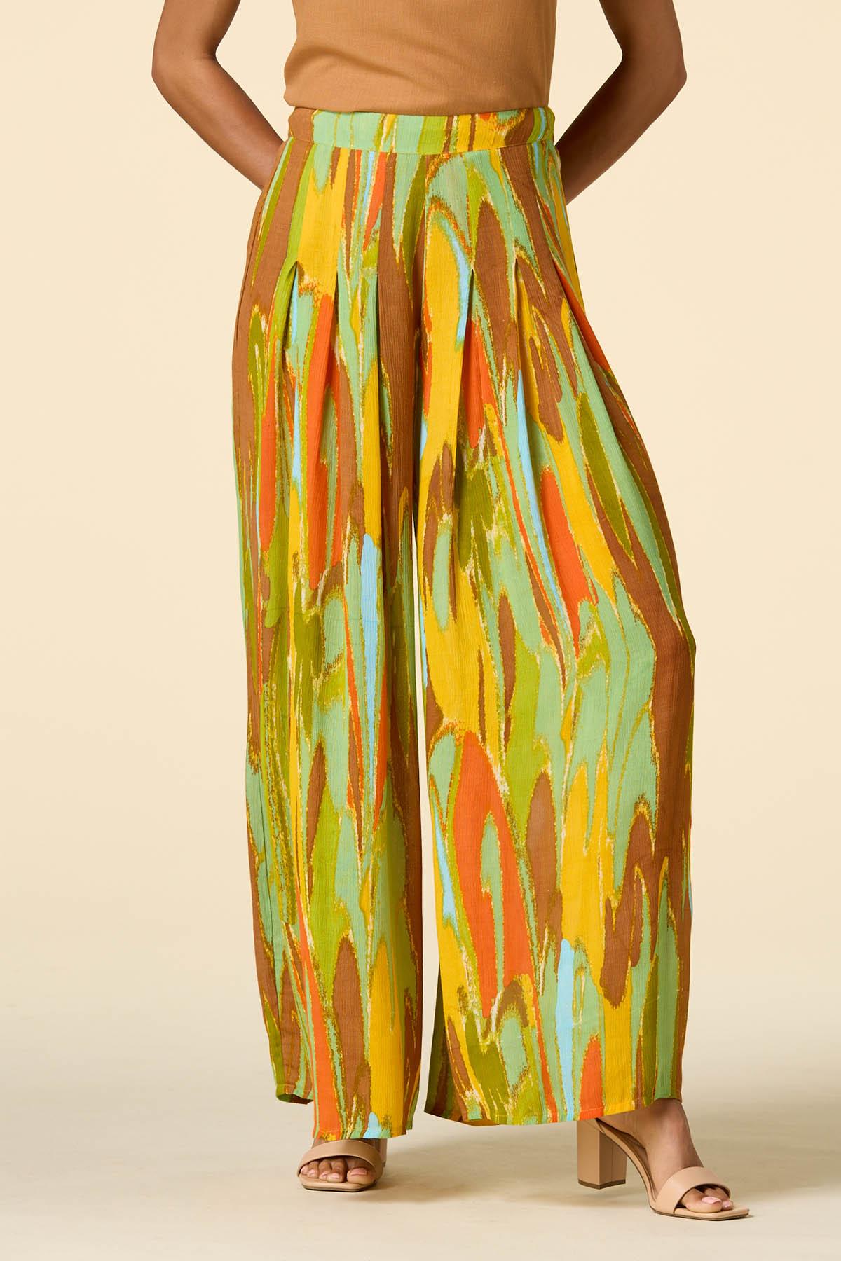 パンツ SOSNOVSKA FLORAL WRAP FRONTO PANTS Red Wrap Around Trousers, Wrap Pants, Palazzo Pants, Flares