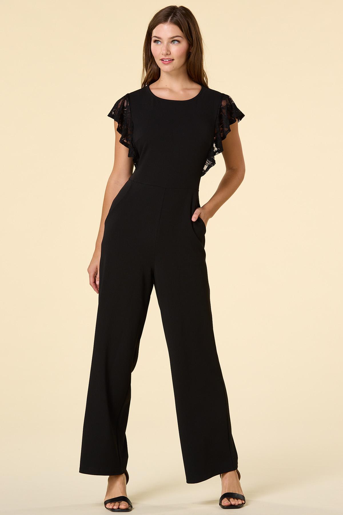 Versona lace flutter sleeve jumpsuit