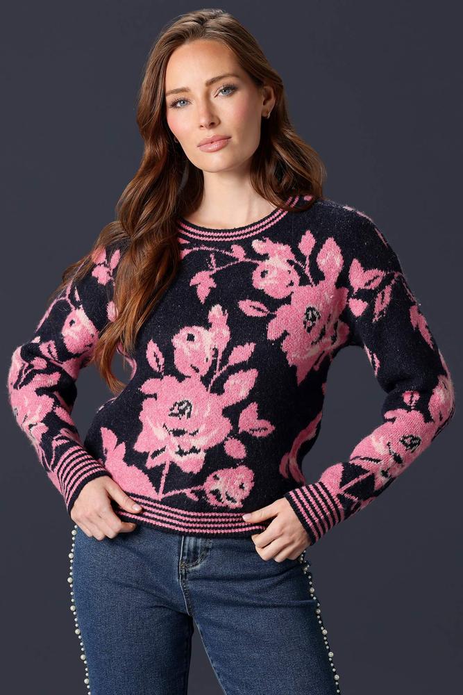 sullen JAREY ニットポロ　black&blue ours ローズ Versona | peony petals sweater