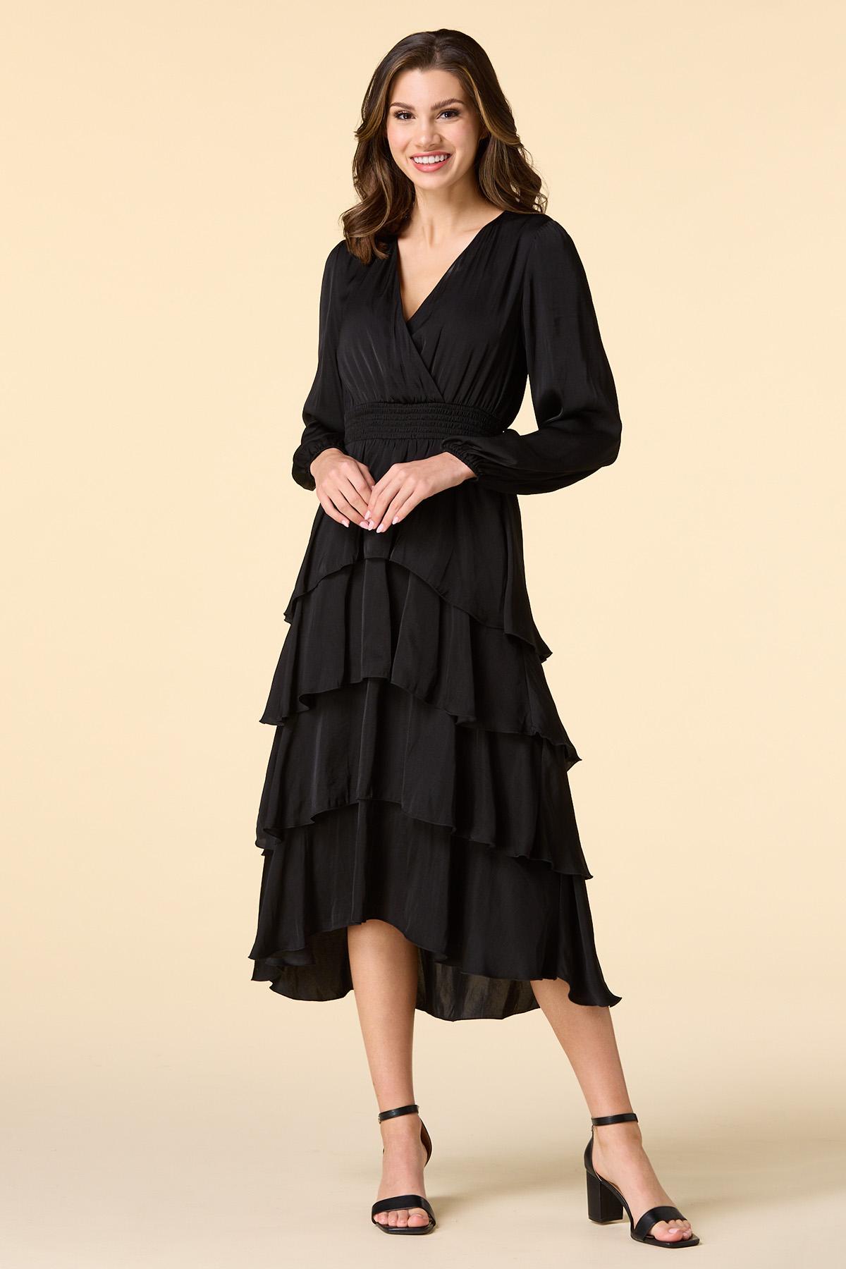 black and white bridesmaid dresses Elegant Crepe Fit Flare Evening Dress col-dresses My Actual Bust is:44