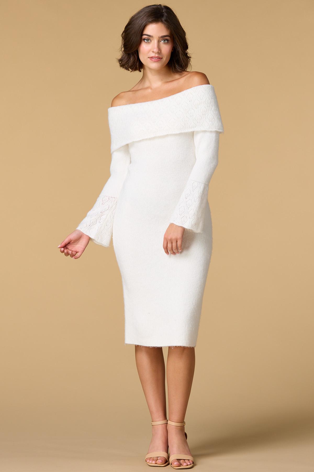 white midi sweater dress Ribbed Maternity Ivory Small Theres nothing better than cozying up like an absolute babe in the Lulus Irresistible Feelings Ivory Fuzzy Knit Midi Sweater Dress Midi Sweater Off White Knit