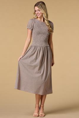 chinese dress ladies PRETTYGARDEN Womens Midi Dresses Puff Short Sleeve V Neck Swiss Dot Pl main image 0