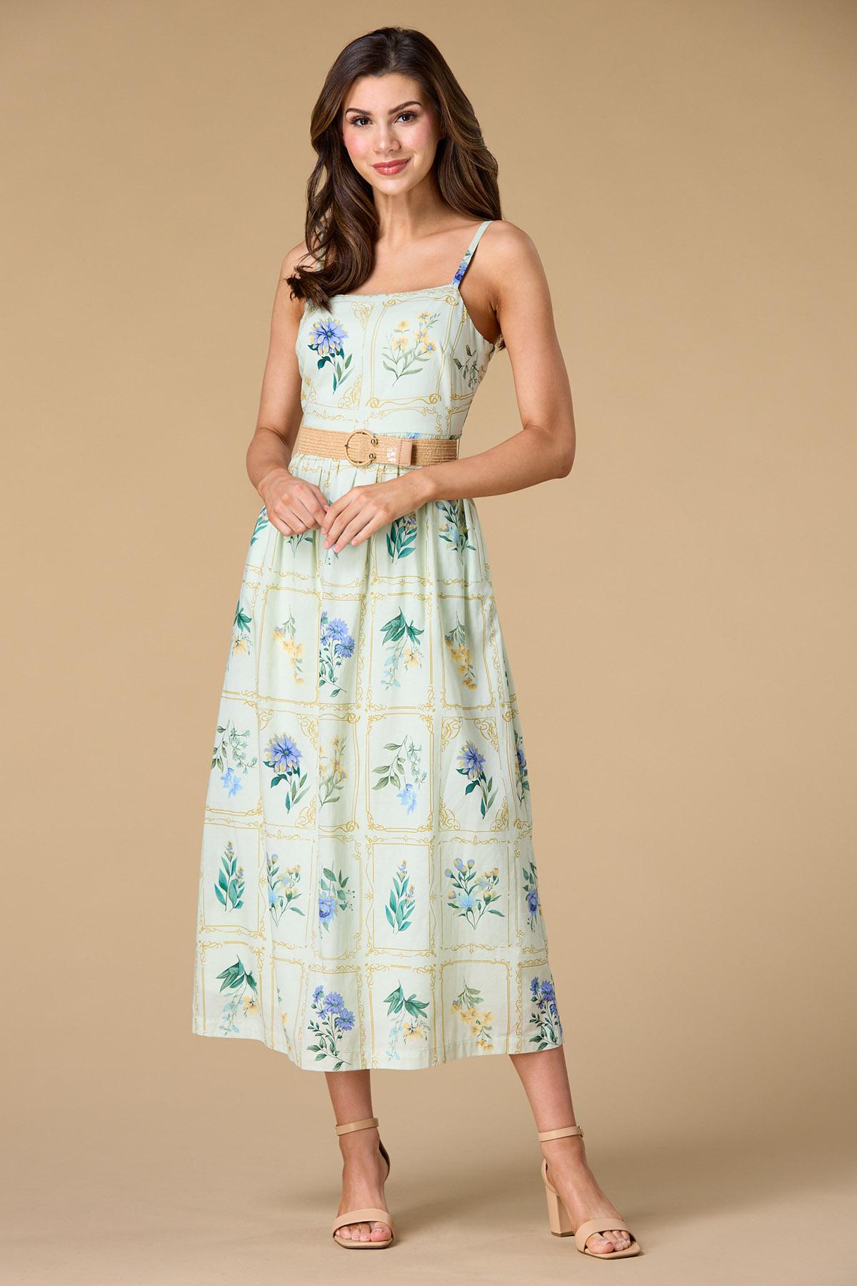 garden floral formal dress Rose Garden Floral Applique Midi Dress Black main image 0