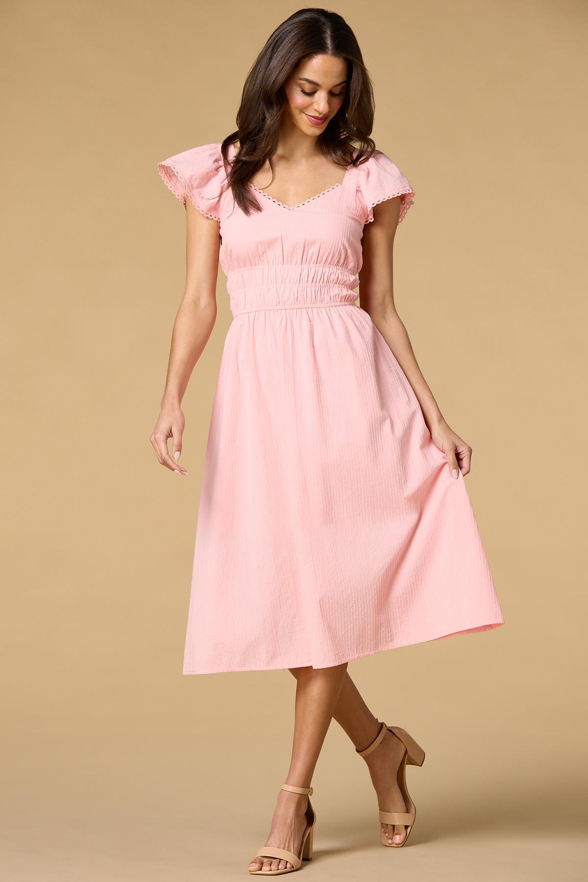 Coral Breeze Midi Dress