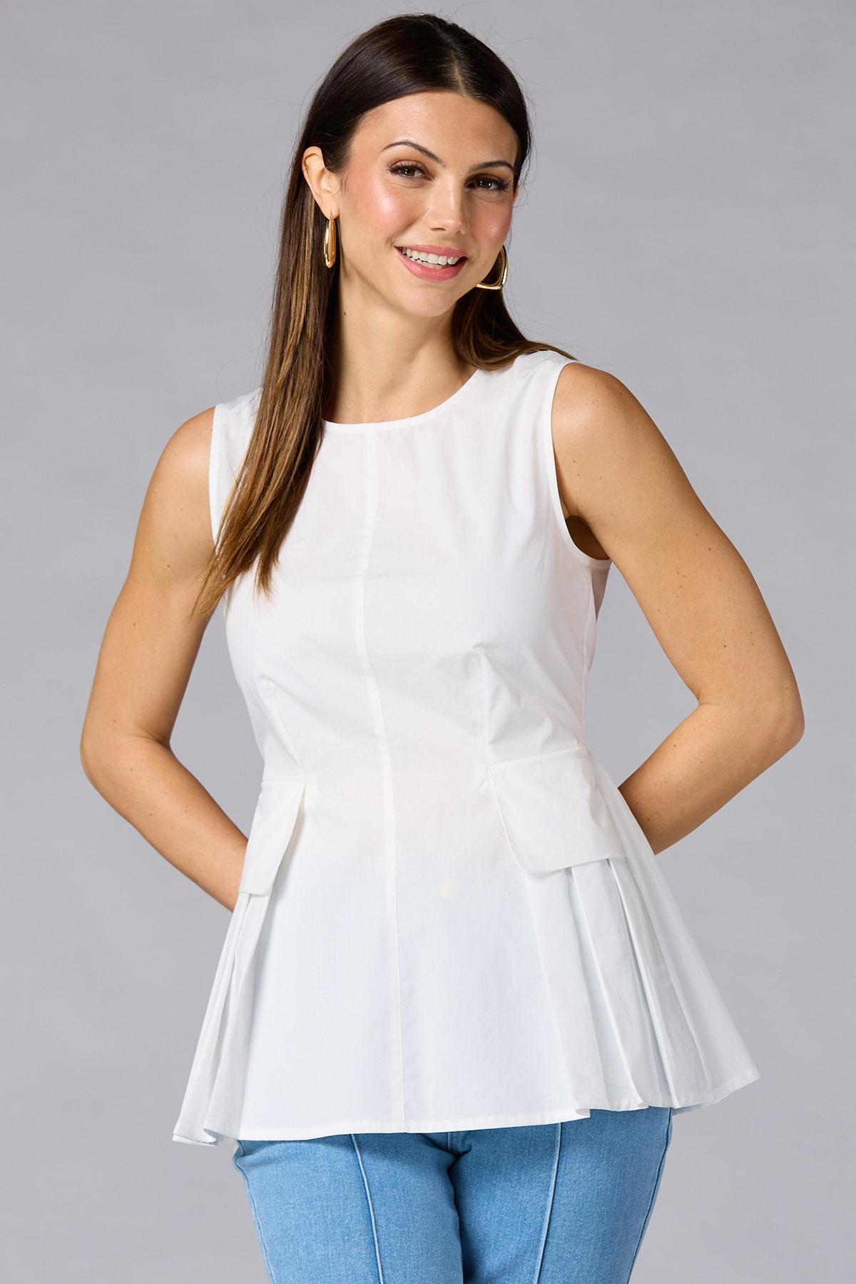 Versona | cache poplin pleated peplum tank