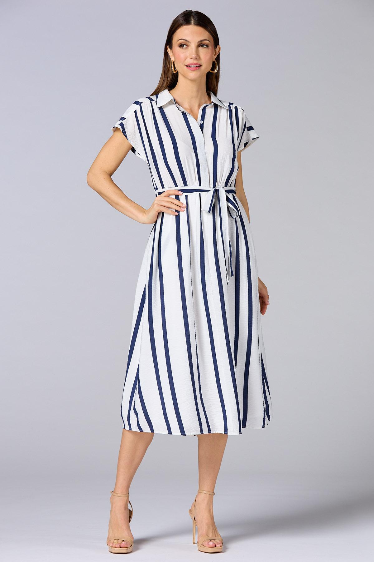 Versona | cache striped cap sleeve midi dress