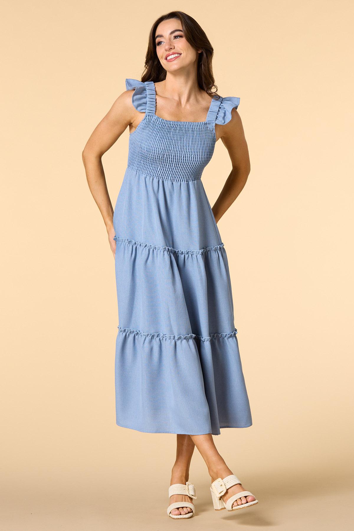 blue midi occasion dress Chic On Repeat Royal Blue A-Line Midi Dress