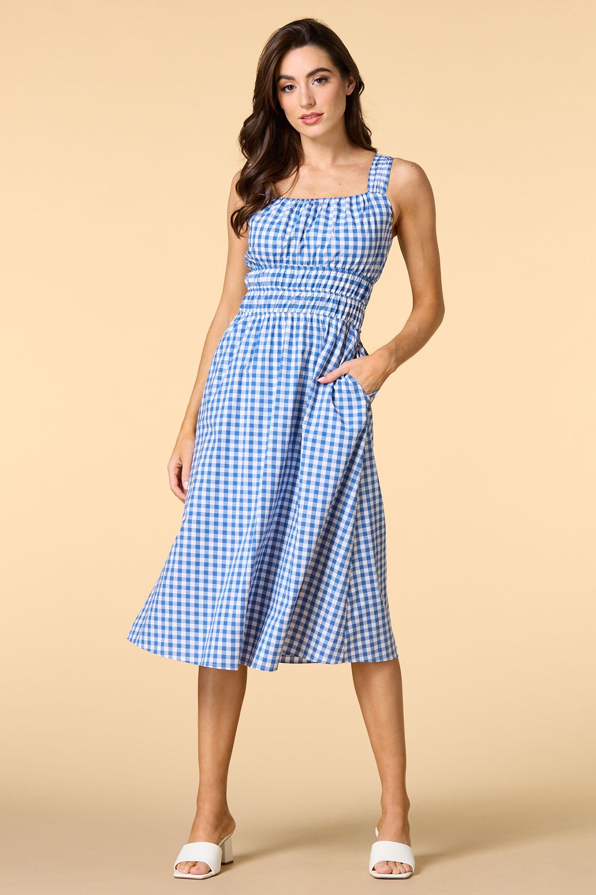 gorgeous in gingham midi dress - Blue gorgeous in gingham midi dress - Blue