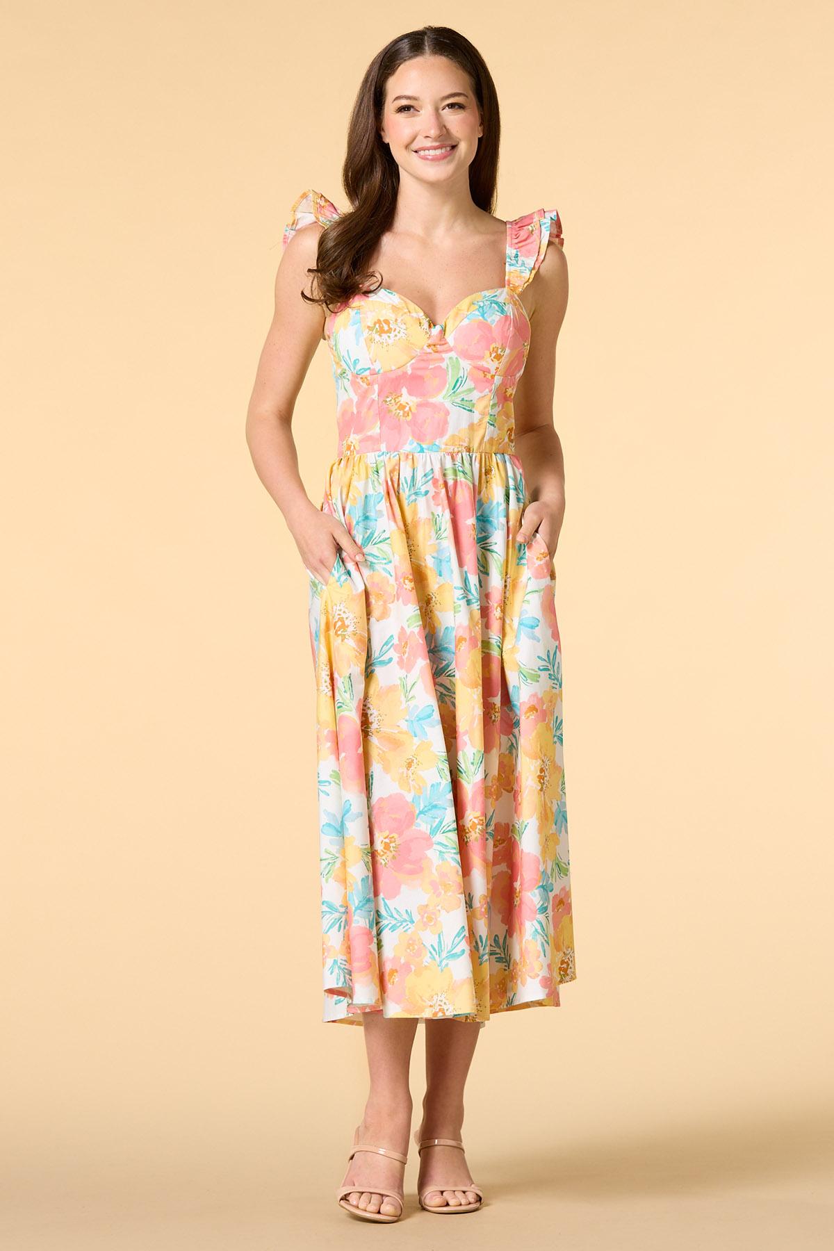 flower girl midi dress - Orange