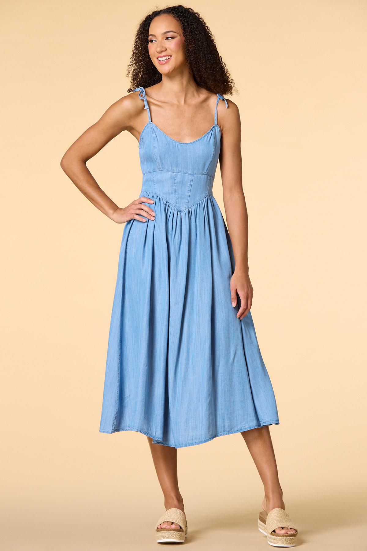 Versona | double dip chambray midi dress