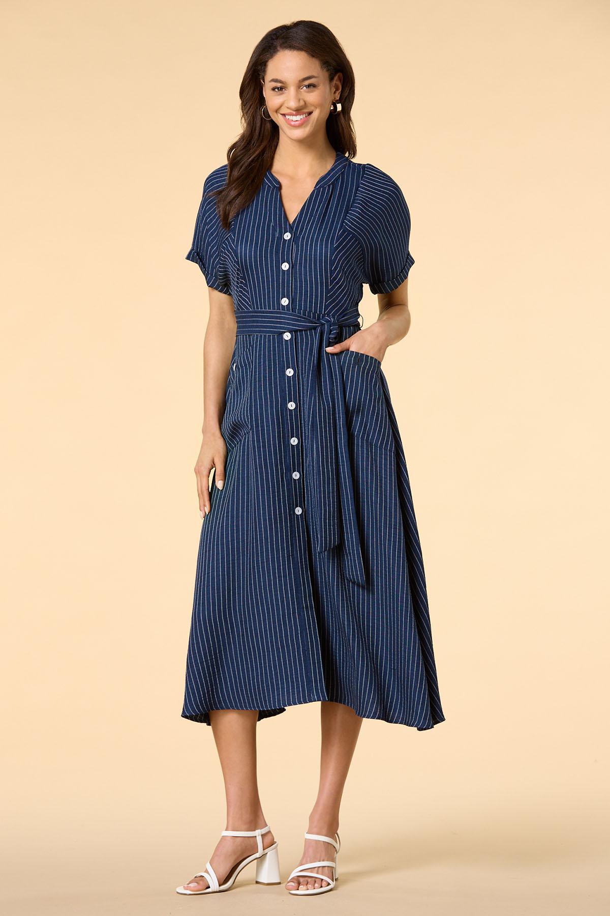 over the line shirt dress - Blue