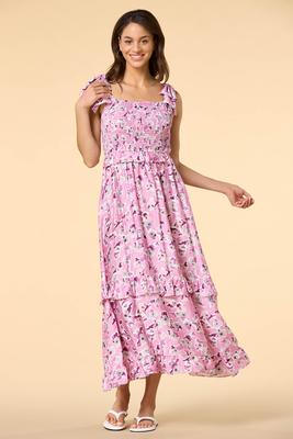 strapless open back dress Pink Tie Dye Maxi Dress main image 1