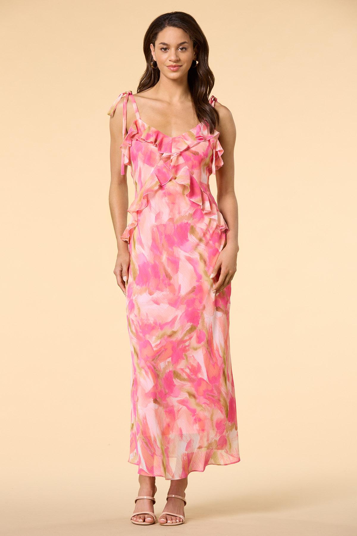 open lace back dress Valen pink multicolor dress