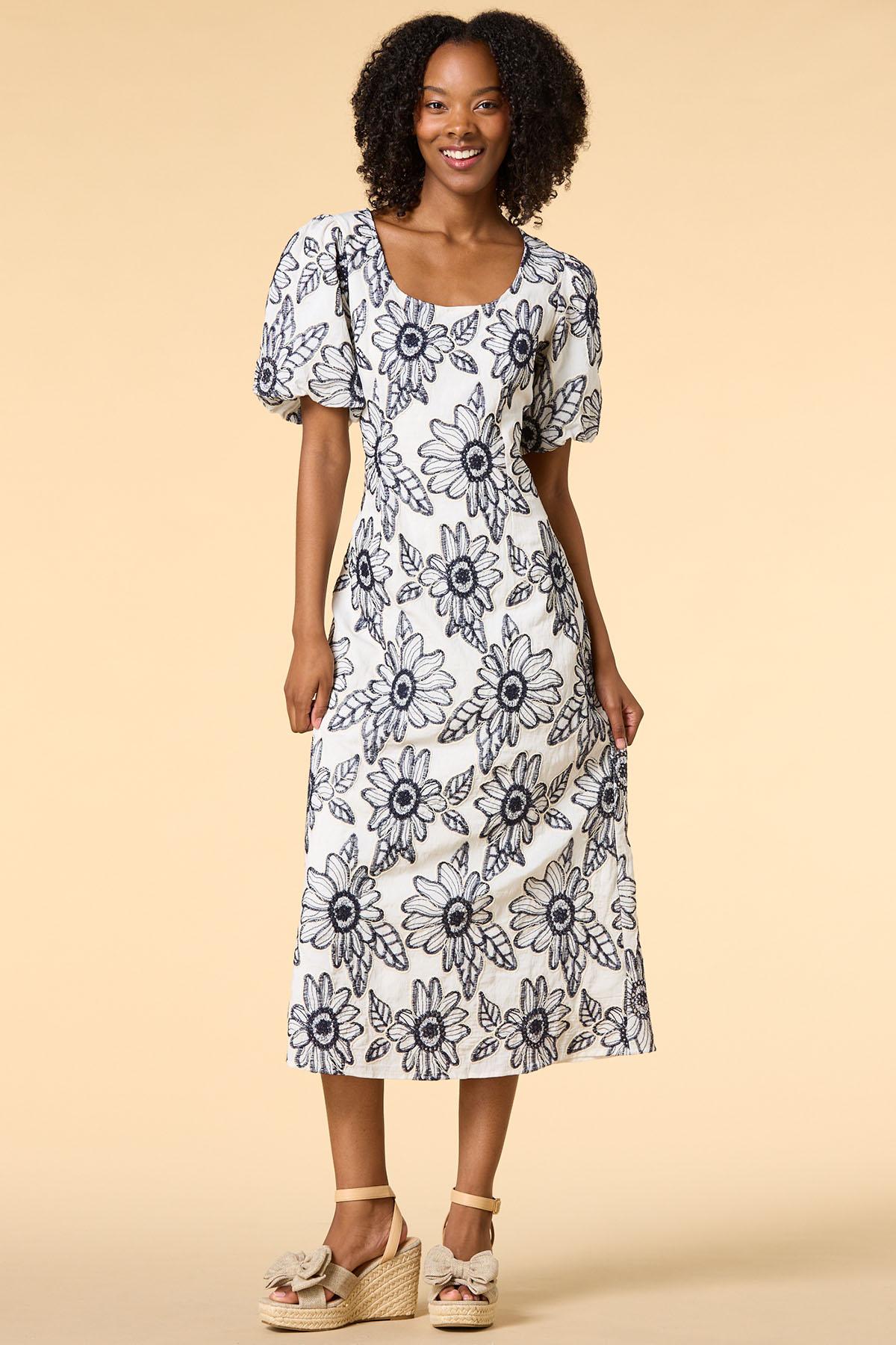 knee length dresses for ladies Provence Bloom Tiered Midi Dress Floral Pink– Selfie Leslie main image 1