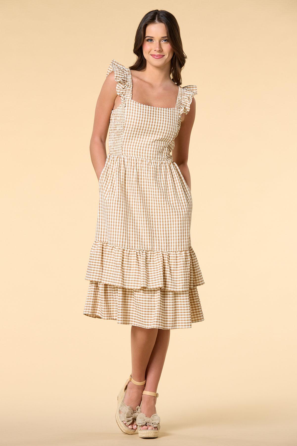 womens midi linen dress Linen Blend Midi Shirt Dress – Neutral Summer Dress M