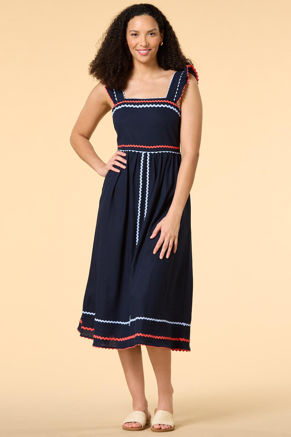 Bridesmaid Red And Blue Midi Dress Formal Work Party Boat Neck Royal Blue  Sleeveless Belted Slit