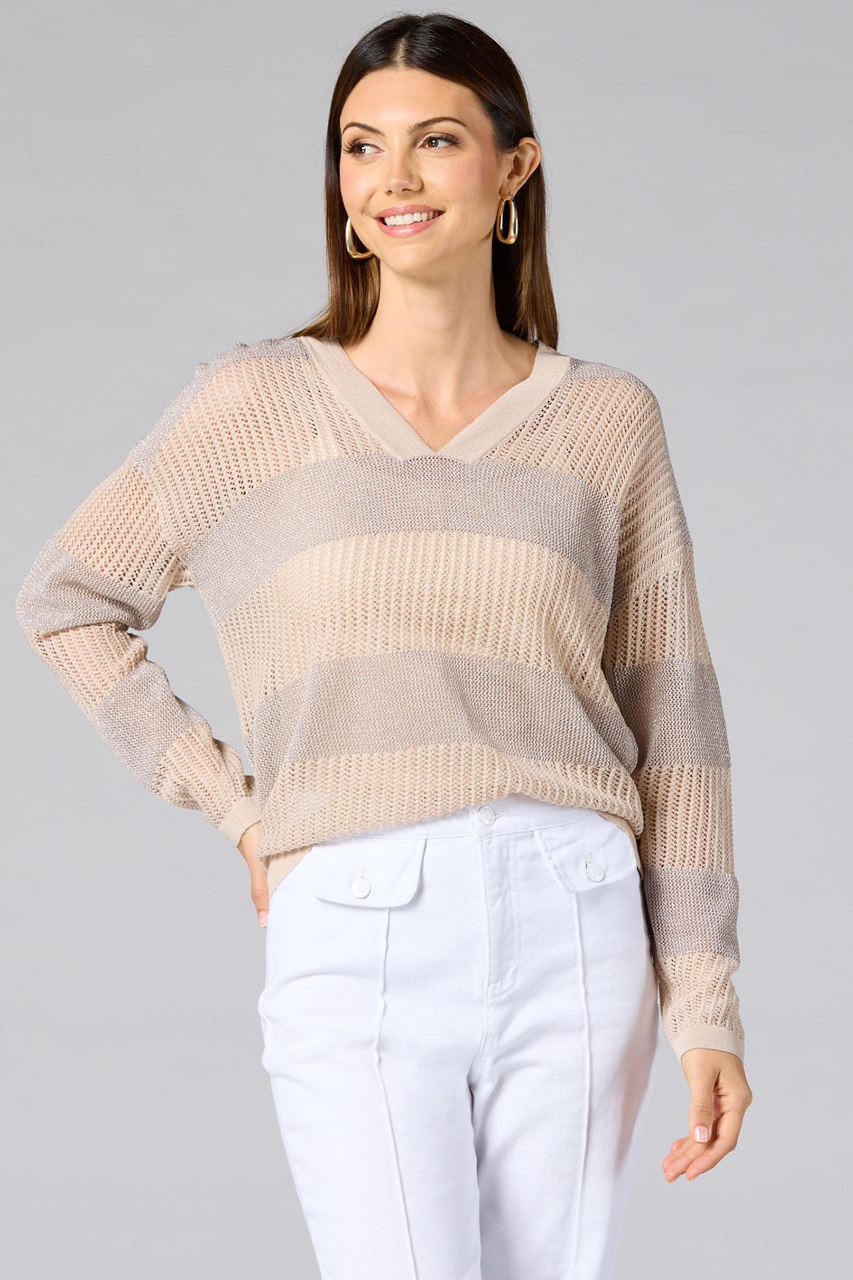 Versona | cache open knit striped pullover