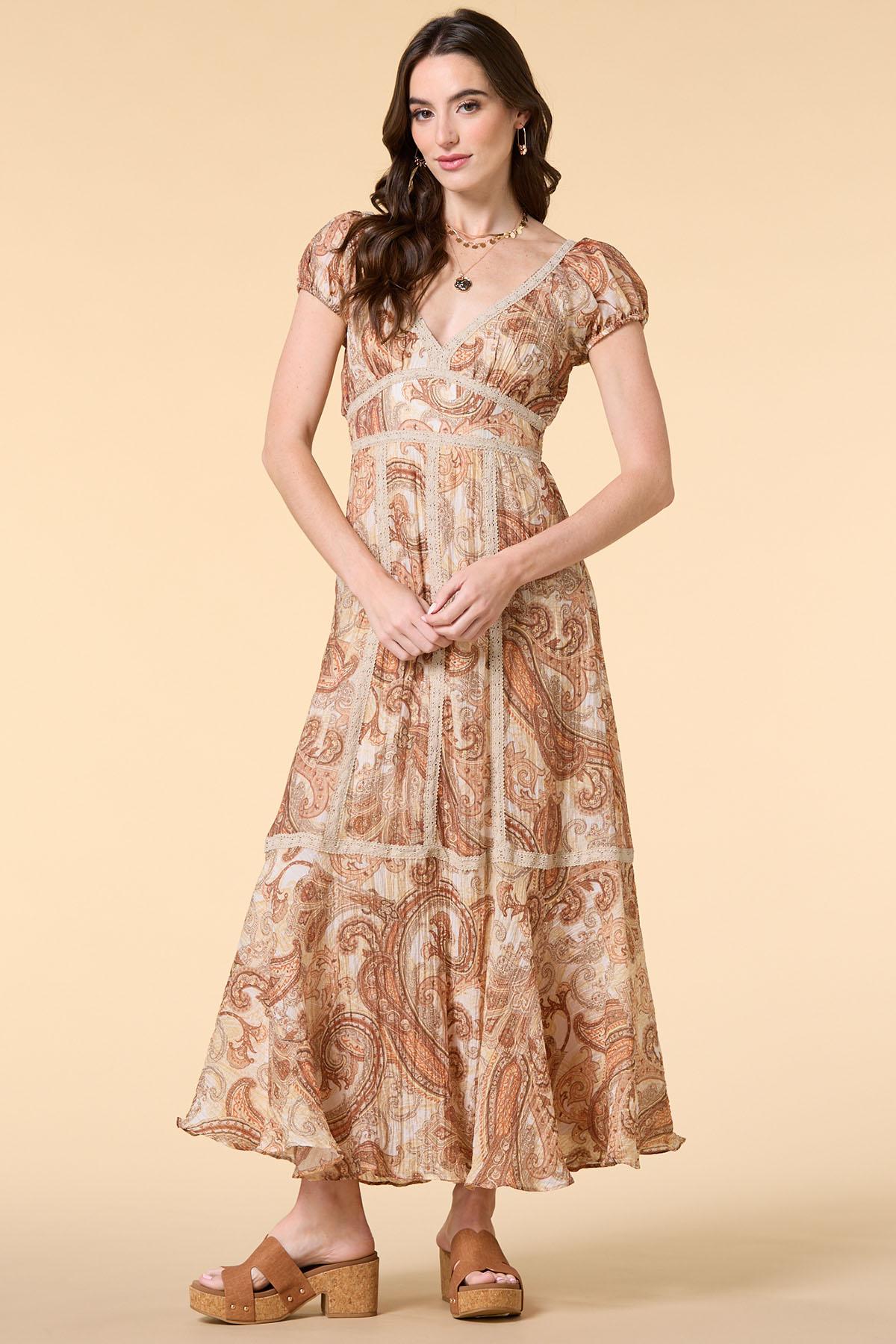 brown paisley maxi dress Petal and Pup Women's Riba Midi Dress