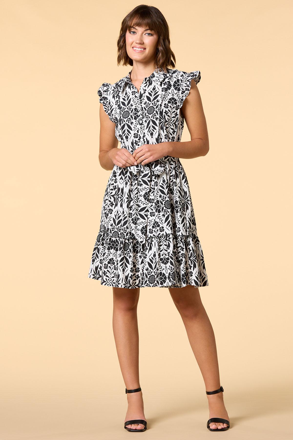 black dress with sunflowers Sunflower Girl Twirl Dress