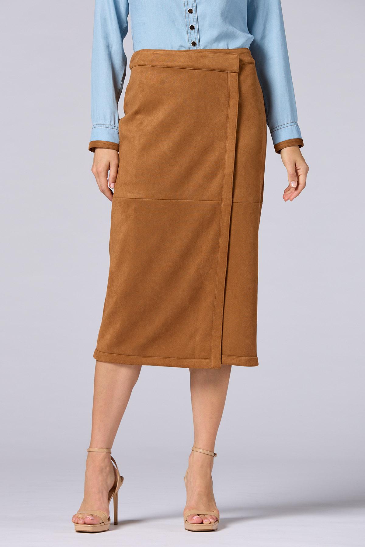 スカート S suede wrap skirt THEREDTHREAD Versona | cache faux suede wrap midi skirt
