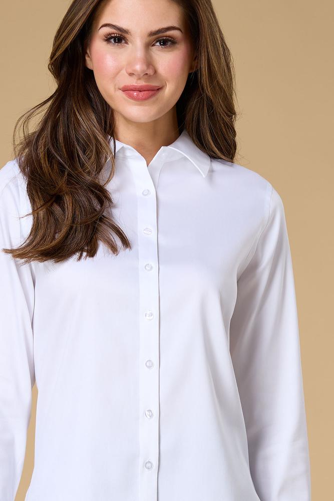 petite white dress shirt Women's Petite No Iron Button Front Shirt - Lands' End - White